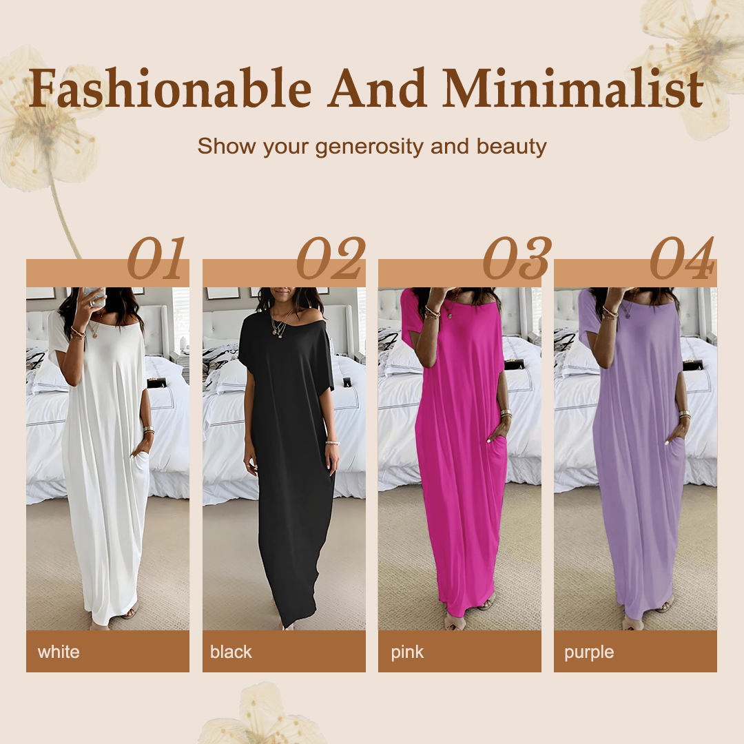 🔥 50% DE DESCONTO – Vestido Longo Solto com Estilo Limpo | Valoriza todas as silhuetas, confortável & elegante 👗👌
