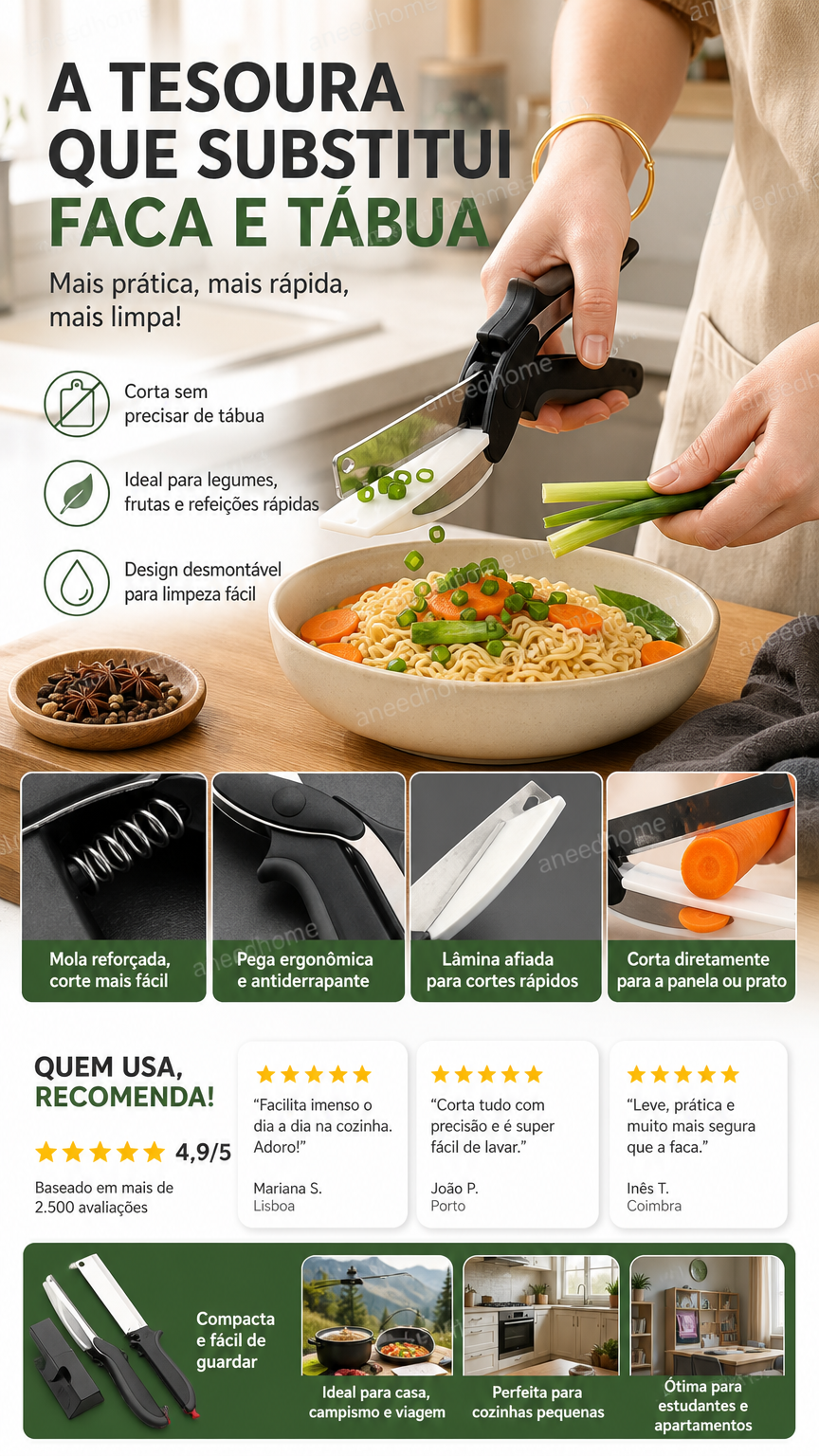 ✂️ Tesoura de cozinha multifuncional e resistente – Corta, recorta, esmaga – Uma única ferramenta para tudo! 🦴🔪