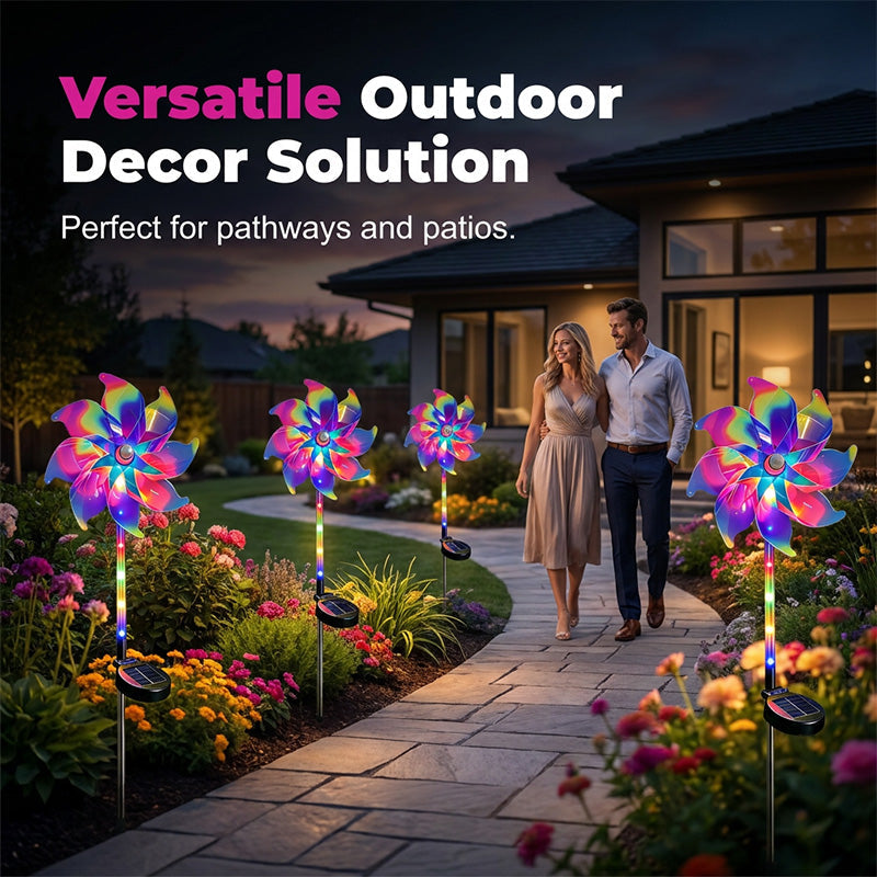 🌈 50% DE DESCONTO – Luz Solar Cata-vento para Jardim | Cores vibrantes, automática & resistente à chuva