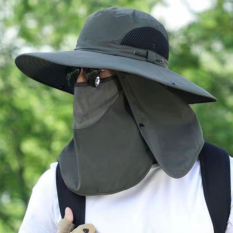 Chapéu de sol profissional para atividades ao ar livre 🛡️, com aba larga e proteção UPF 50+, design respirável, proteção contra o sol e insetos — a escolha ideal para caminhadas de verão