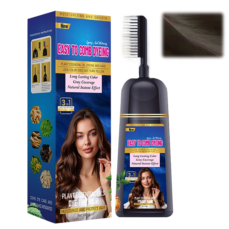 💇♀️ 50% DE DESCONTO – Tinta 3 em 1 para Cabelo com Pente | Aplicação uniforme, coloração intensa & prátic