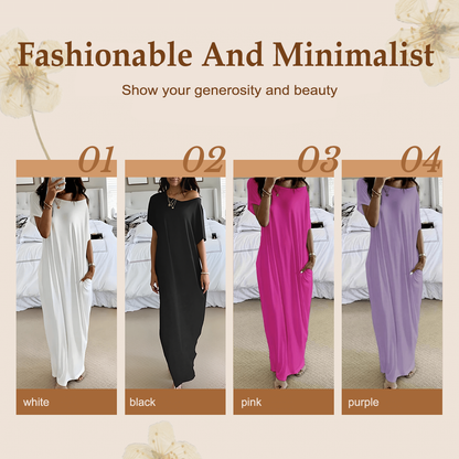 🔥 50% DE DESCONTO – Vestido Longo Solto com Estilo Limpo | Valoriza todas as silhuetas, confortável & elegante 👗👌