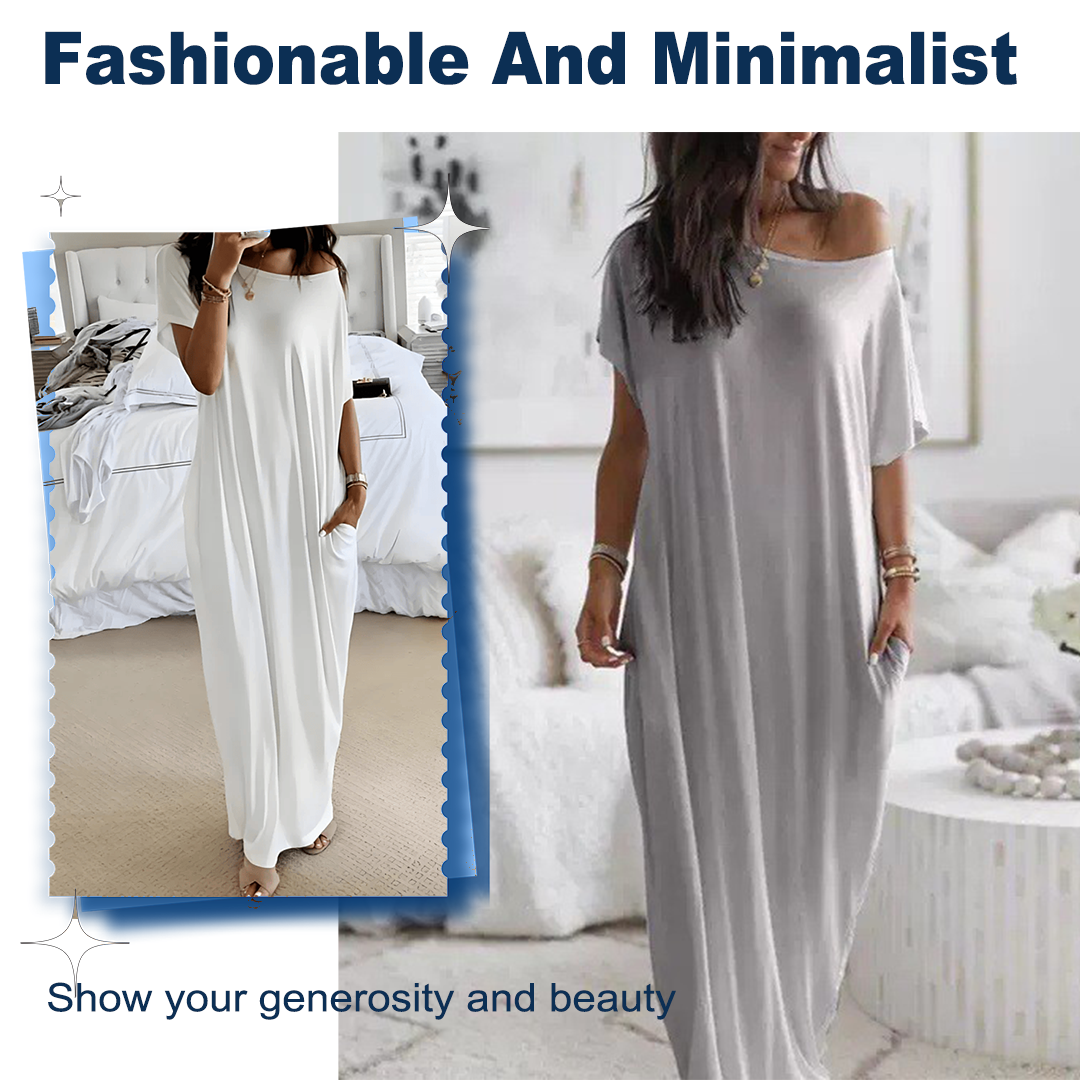 🔥 50% DE DESCONTO – Vestido Longo Solto com Estilo Limpo | Valoriza todas as silhuetas, confortável & elegante 👗👌