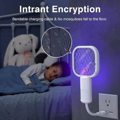 🦟 50% DE DESCONTO – Raquete Elétrica 2 em 1 com Lâmpada Atrai Mosquitos | USB, portátil & eficaz 🚫