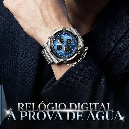 Relógio militar à prova de água para homem – analógico-digital, aço inoxidável e resistente a choques 🛡️
