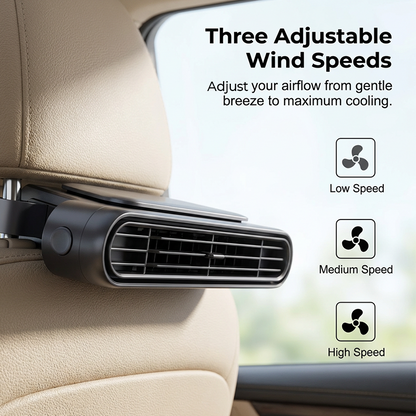 🌬️ 50% DE DESCONTO – Ventilador para Banco de Carro Recarregável | 3 velocidades, bateria 3000mAh & prático