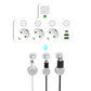 EU-Stecker-Wandler-Steckdose mit 4 Steckdosen, Multi-Port-Wanddose mit unabhängigem Schalter und kleinem Nachtlichtadapter