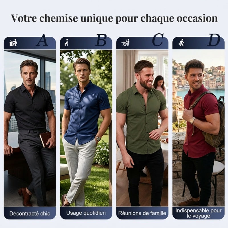 👔⚡60 % DE RÉDUCTION ! | Chemises pour hommes sans repassage – Pas de repassage, infroissables et confortables toute la journée !