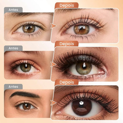 Rímel à prova d'água com fibras para um volume natural