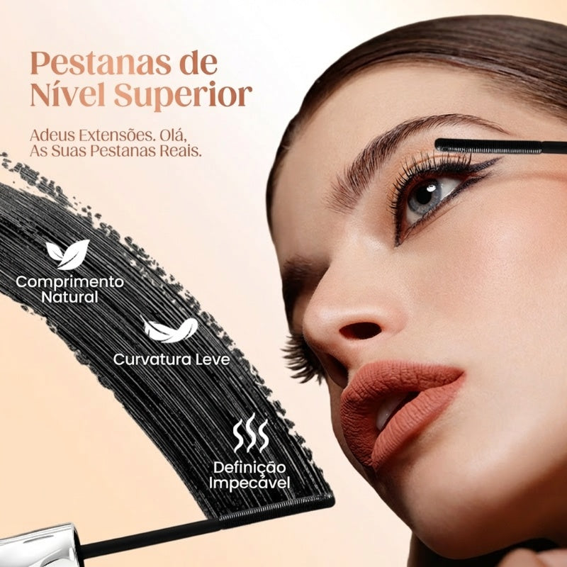 Rímel à prova d'água com fibras para um volume natural