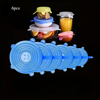 🧊 50% DE DESCONTO – Conjunto de 6 Tampa de Silicone para Armazenamento de Alimentos | Vedação hermética, flexível & reutilizável 🎁🔒