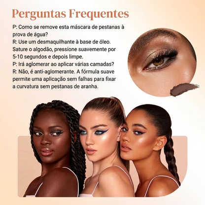 Rímel à prova d'água com fibras para um volume natural