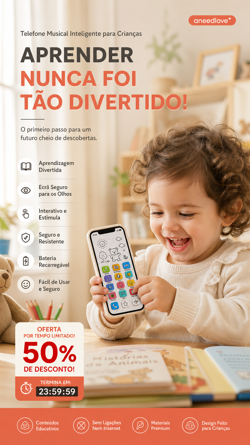 📱 50% DE DESCONTO – Smartphone Educativo para Crianças | Pedagógico, protege os olhos & ideal para aprendizagem ✨👶