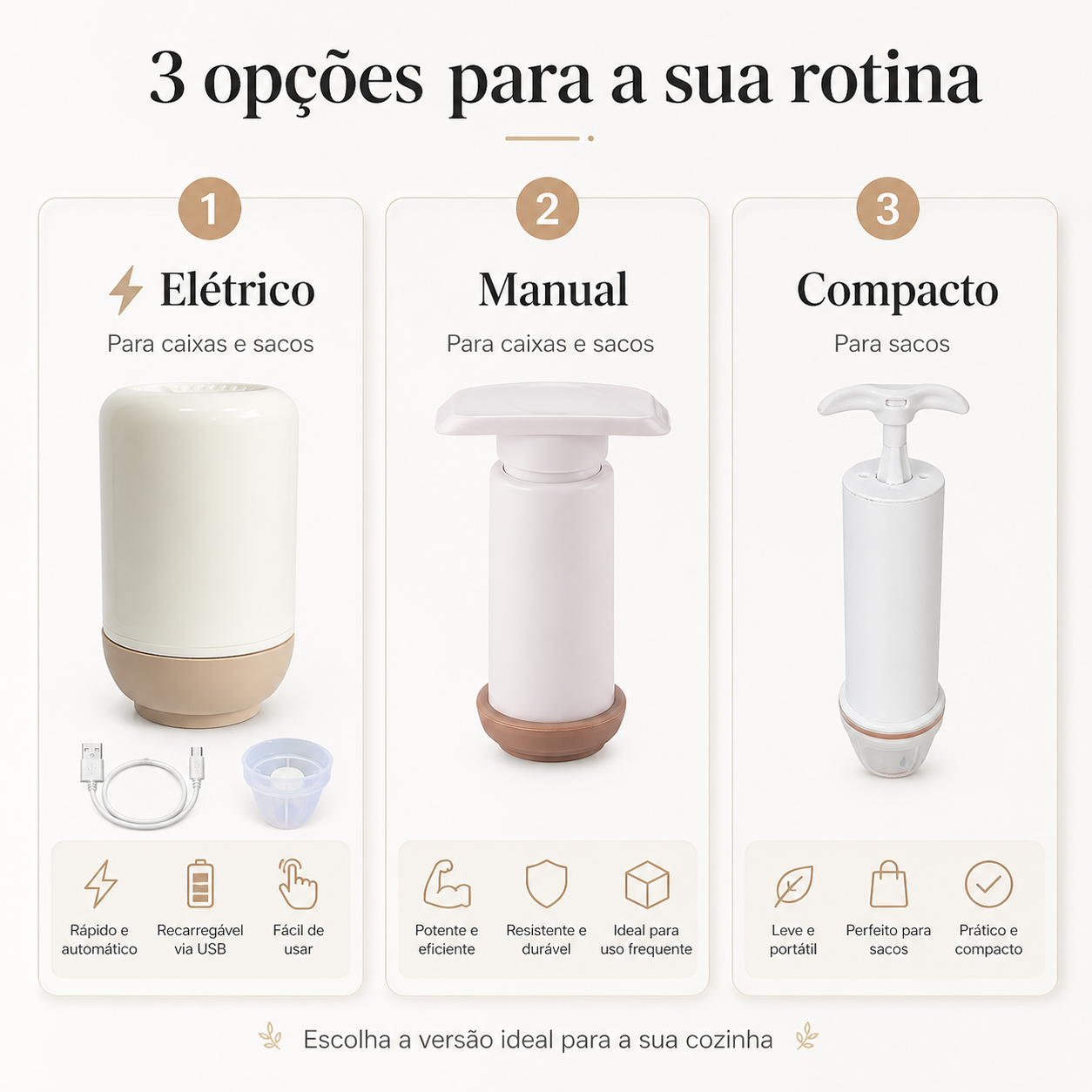 🔋 50% DE DESCONTO🔥 – Bomba elétrica portátil para selagem a vácuo | Remove o ar em segundos – Conserva alimentos por mais tempo