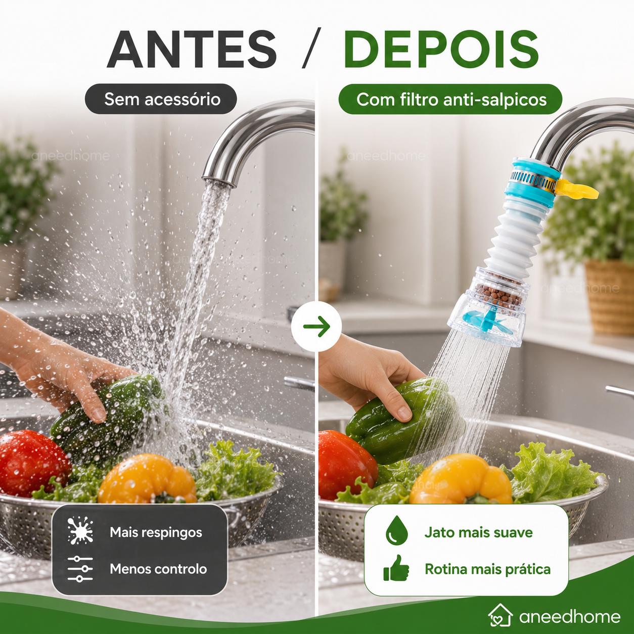 🚰 50% DE DESCONTO – Filtro Anti-Salpicos para Torneira | Reduz respingos, fácil instalação & água mais limpa