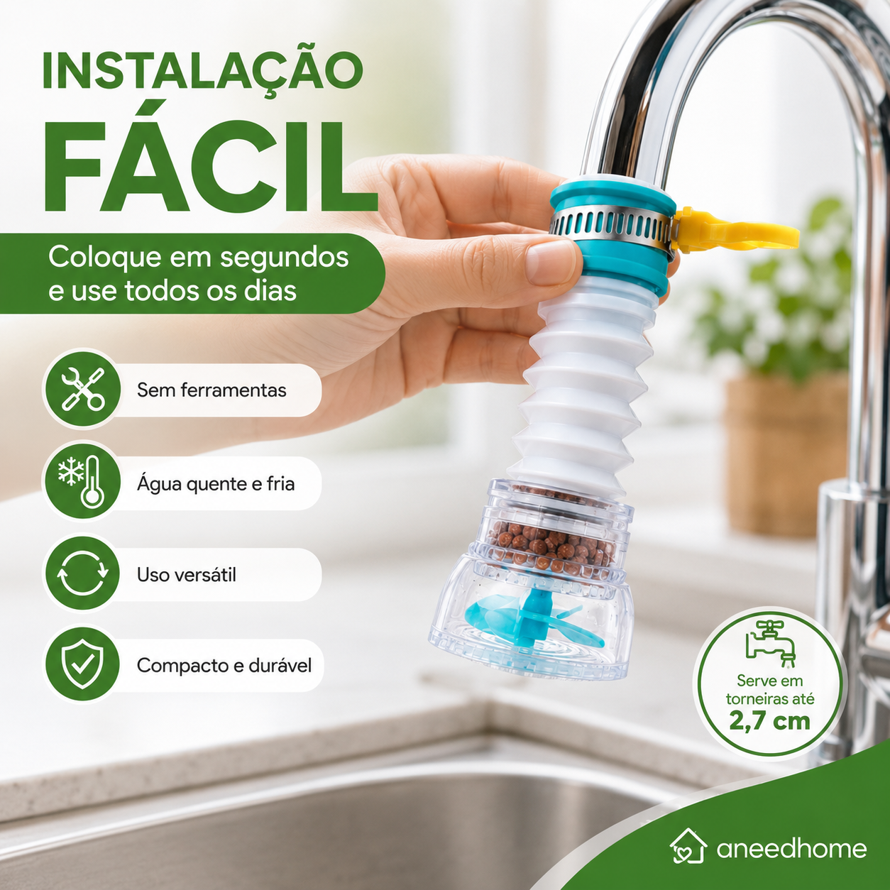 🚰 50% DE DESCONTO – Filtro Anti-Salpicos para Torneira | Reduz respingos, fácil instalação & água mais limpa