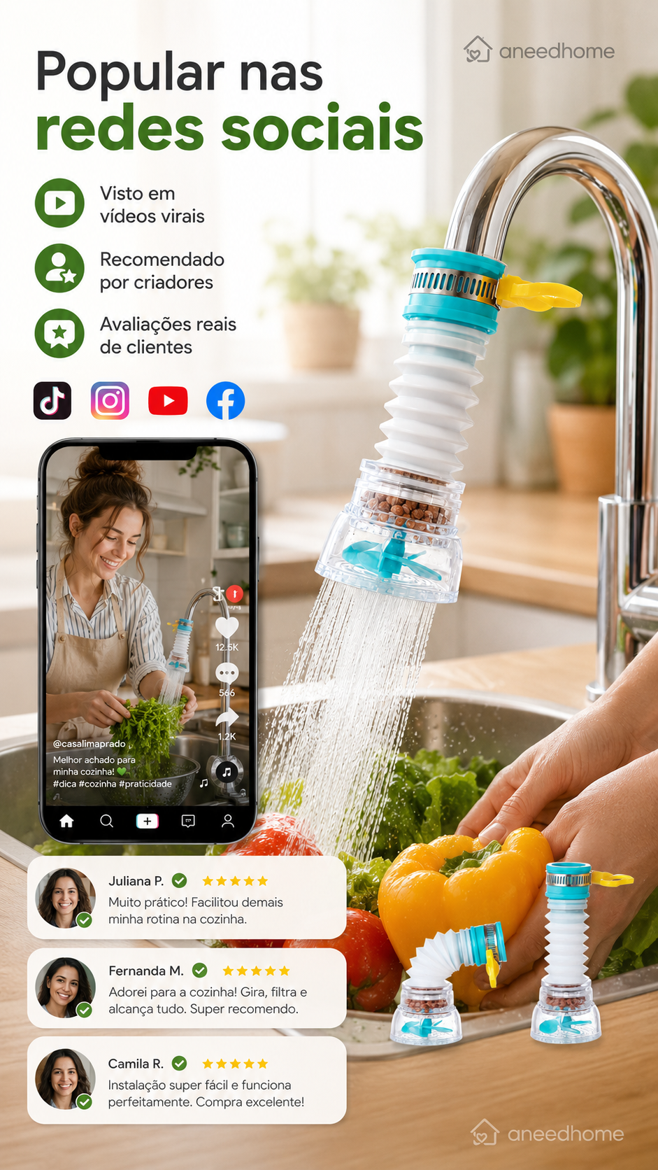 🚰 50% DE DESCONTO – Filtro Anti-Salpicos para Torneira | Reduz respingos, fácil instalação & água mais limpa