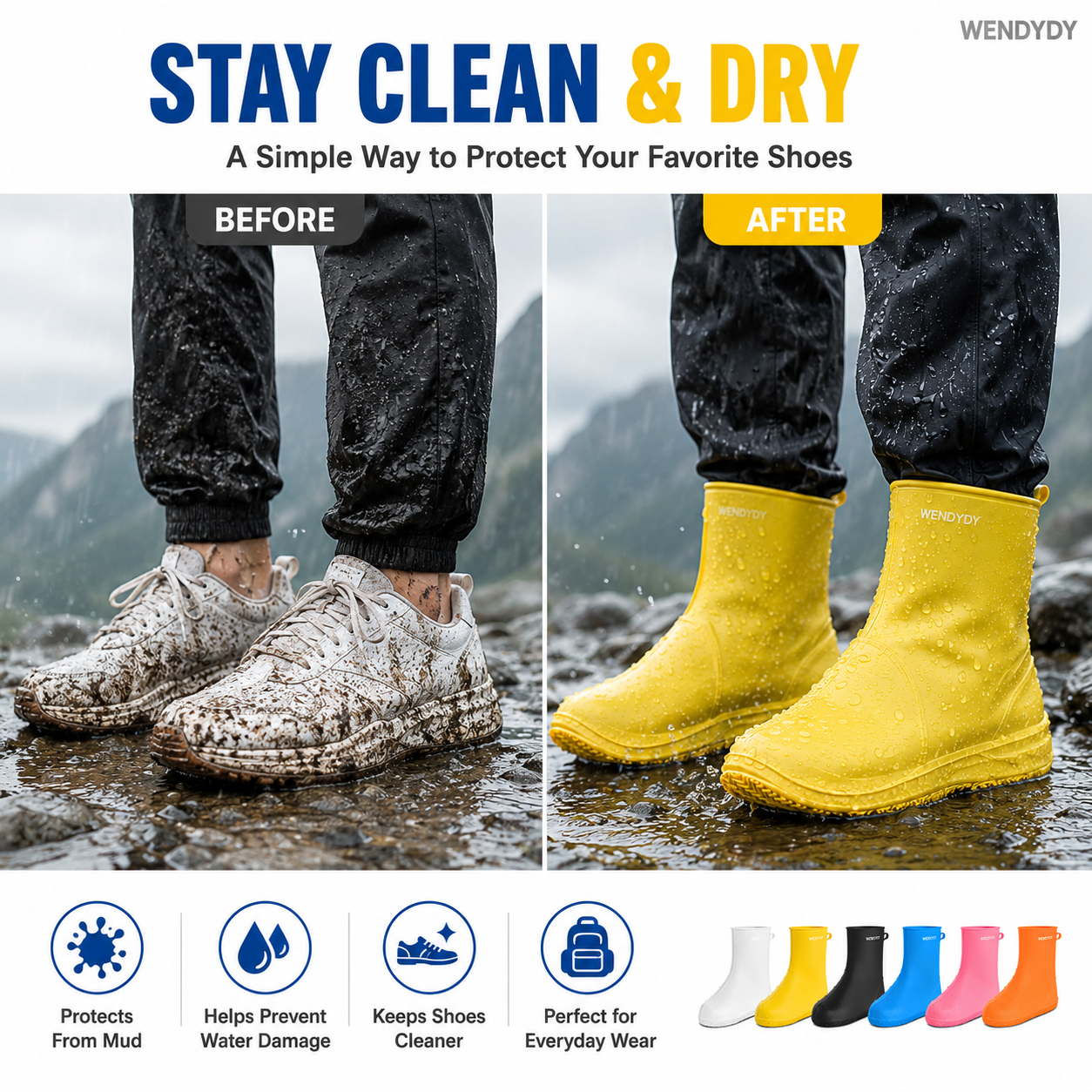 🦺 50% DE DESCONTO – Capa de Sapatos Impermeável e Resistente | Grossa, durável & proteção total