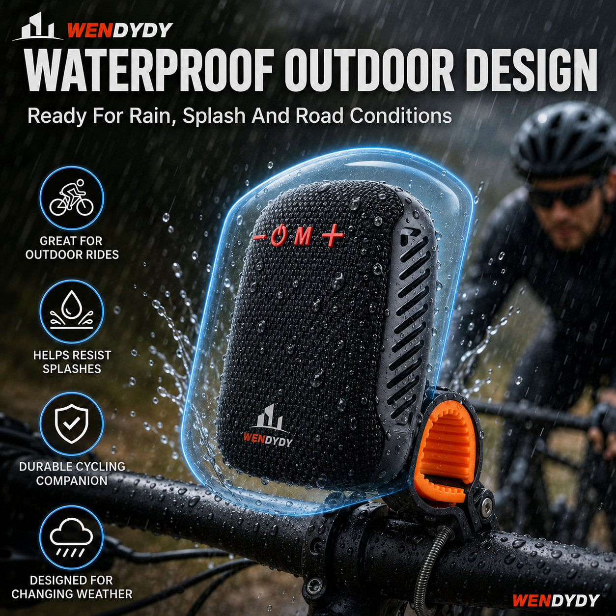 🚲 50% DE DESCONTO – Coluna Bluetooth Impermeável para Bicicleta | IPX5, TWS, som potente & fácil montagem 🎵🔊