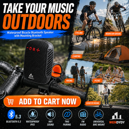 🚲 50% DE DESCONTO – Coluna Bluetooth Impermeável para Bicicleta | IPX5, TWS, som potente & fácil montagem 🎵🔊