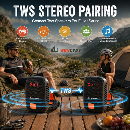 🚲 50% DE DESCONTO – Coluna Bluetooth Impermeável para Bicicleta | IPX5, TWS, som potente & fácil montagem 🎵🔊
