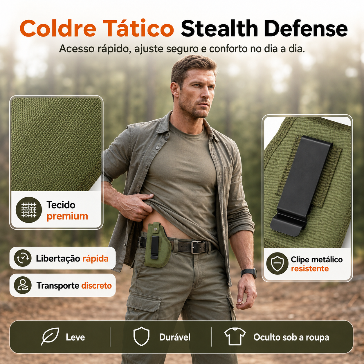 🔫 50% DE DESCONTO – Coldre de Pistola Leve e Durável | Para porte oculto, confortável & discreto