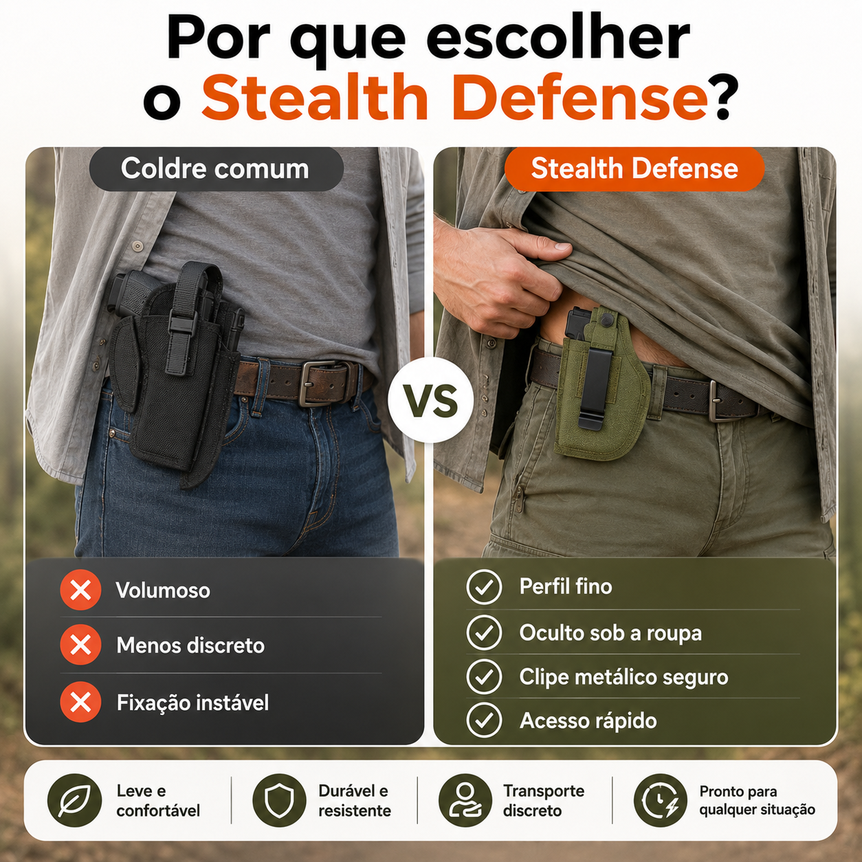 🔫 50% DE DESCONTO – Coldre de Pistola Leve e Durável | Para porte oculto, confortável & discreto
