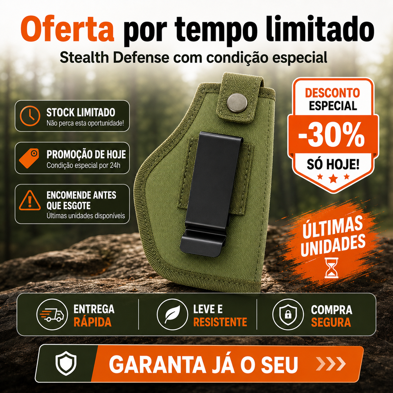 🔫 50% DE DESCONTO – Coldre de Pistola Leve e Durável | Para porte oculto, confortável & discreto