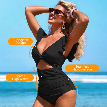 👙 68% OFF NOW! 💃 Sexy Ruffled One-Piece Swimsuit – Ruffle Detail, Tummy Control & Vibrant Colors 🌊
