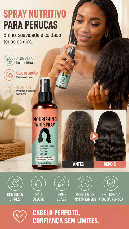 ✨ 50% DE DESCONTO – Spray Leve para Peruca com Nutrição sem Enxágue | Revitaliza, fácil aplicar & sem resíduos 🧖‍♀️