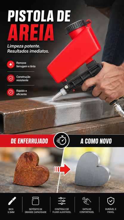 🔧 50% DE DESCONTO – Pistola Portátil de Jato de Areia Pneumática | Remove ferrugem, polia & detalha superfícies 🚀