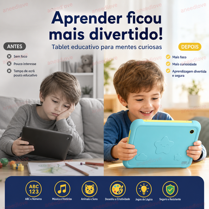 📚 50% DE DESCONTO – Tablet Educativo Infantil | Aprendizagem interativa, conteúdo pedagógico & tela protetora ✨🧒