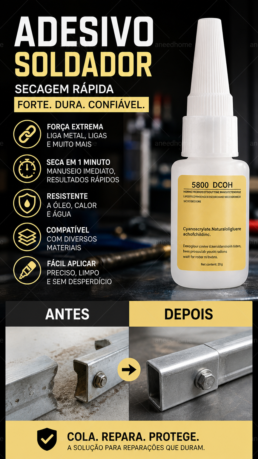 🛠️ 50% DE DESCONTO – Adesivo de Solda Multiuso de Secagem Rápida | Alta resistência para metal, plástico & madeira, sem ferramentas ✨