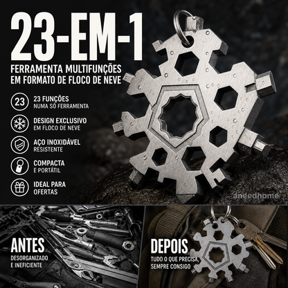 🔧 50% DE DESCONTO – Chave Multifunção 23 em 1 Forma de Floco de Neve | Compacta, versátil & prática para reparos