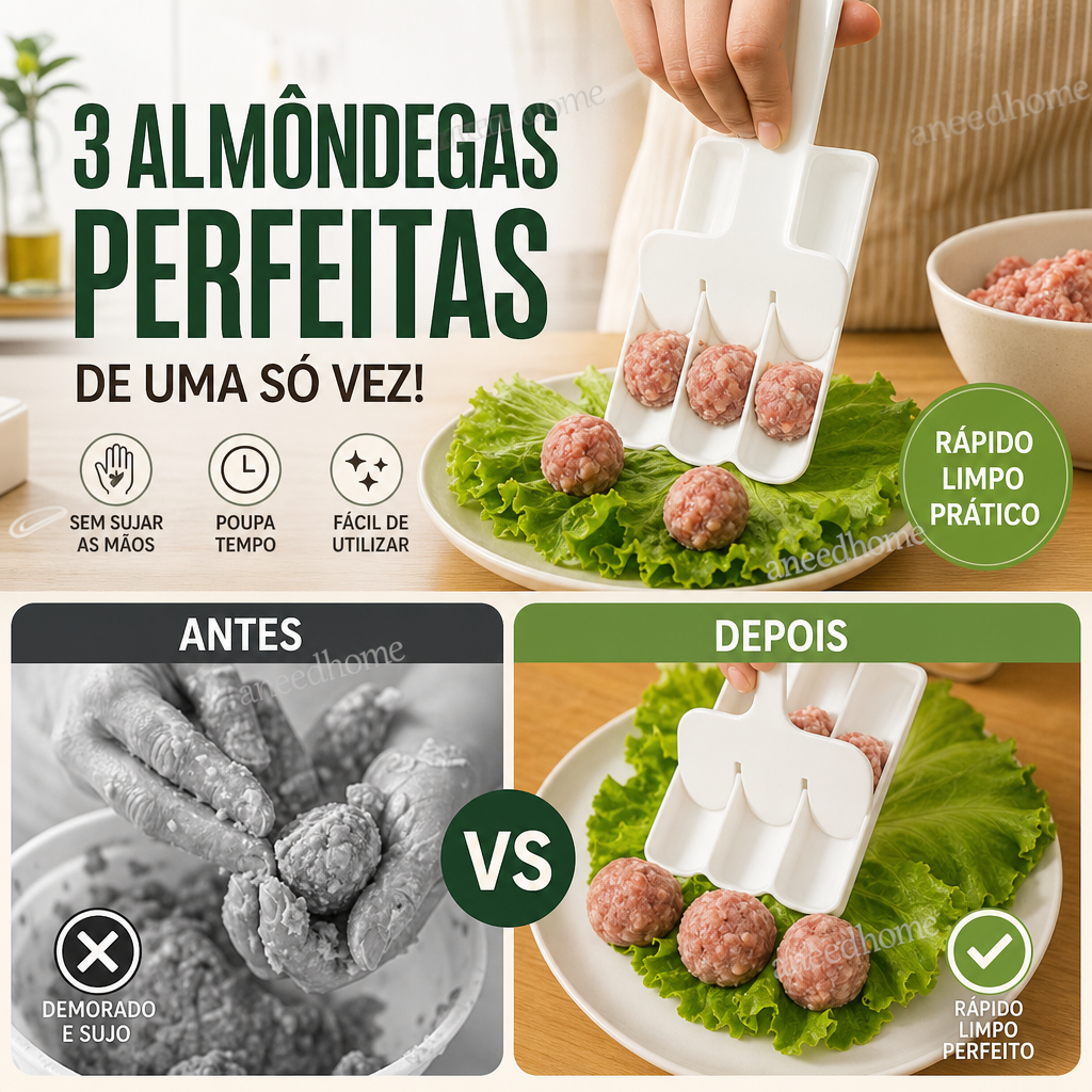 🍖 50% DE DESCONTO – Compre 2 Leve 1 Grátis 🔥 Fabricante Criativo de Almôndegas para Cozinha | Rápido, prático & fácil de usar