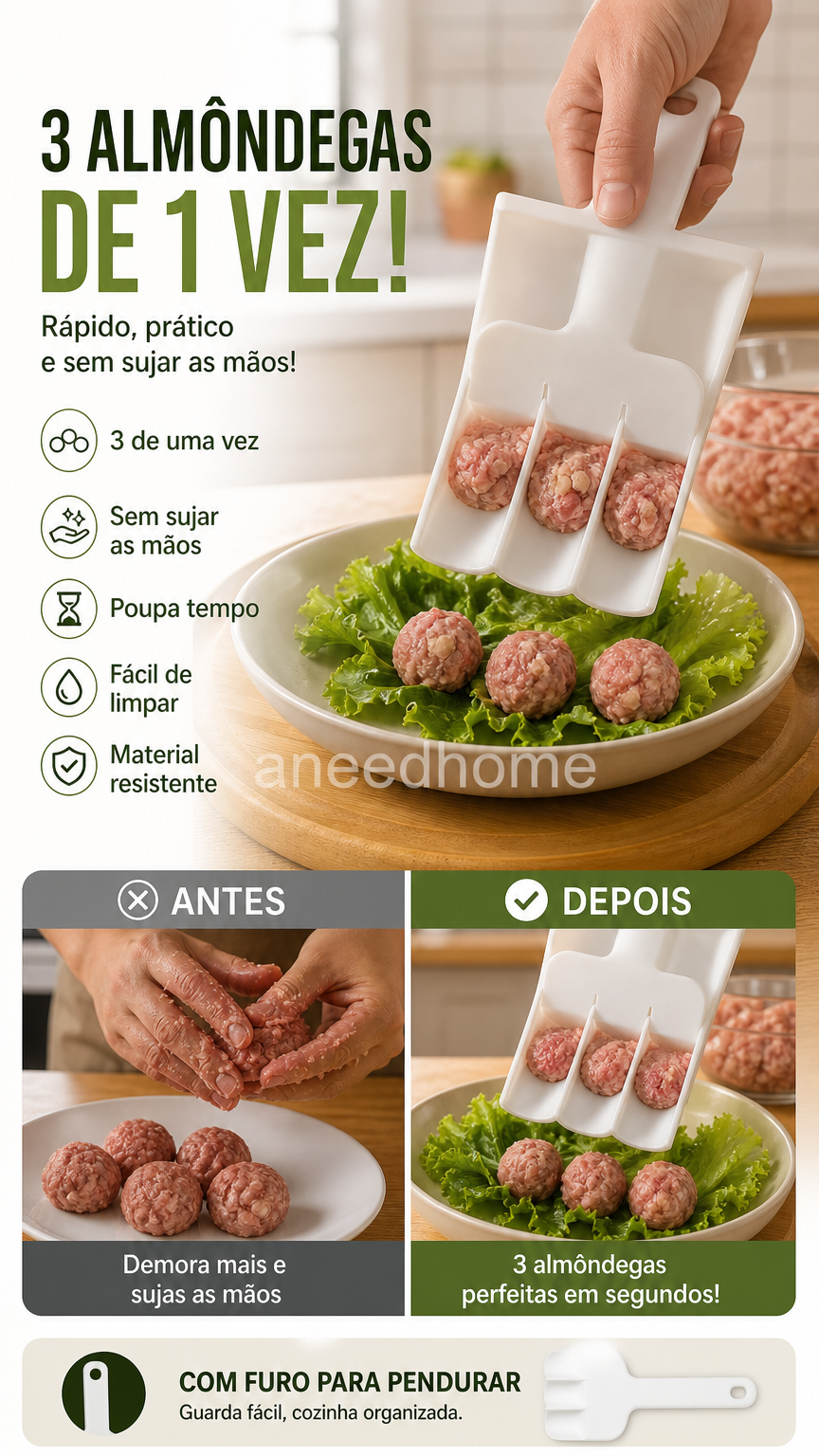 🍖 50% DE DESCONTO – Compre 2 Leve 1 Grátis 🔥 Fabricante Criativo de Almôndegas para Cozinha | Rápido, prático & fácil de usar