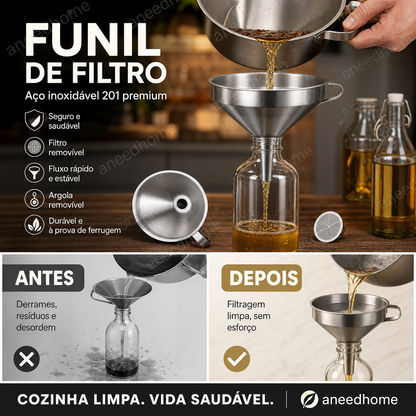 🔧 50% DE DESCONTO – Funil de Filtro em Aço Inoxidável | Durável, eficiente & ideal para cozinha e laboratório