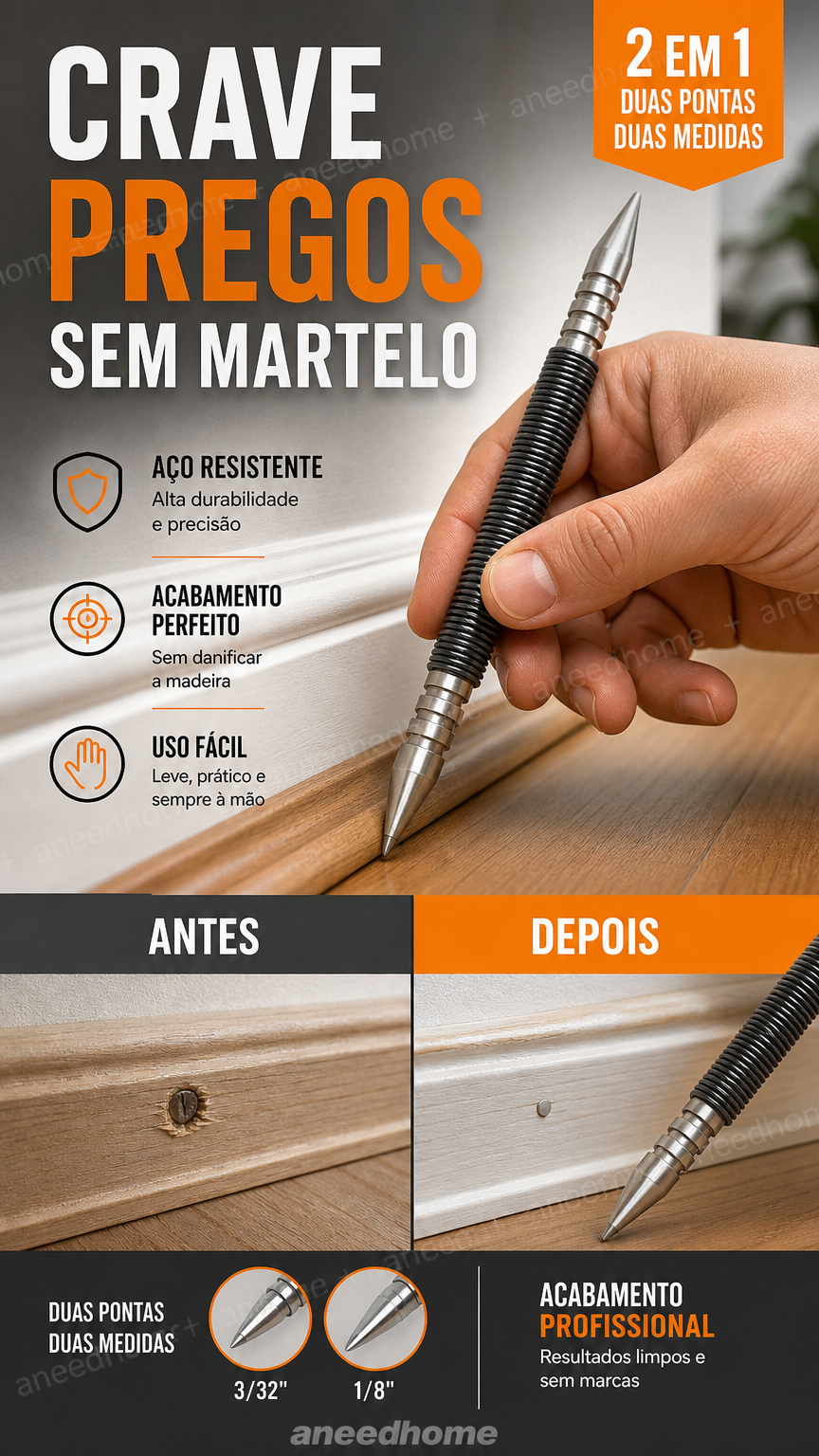 🔨 50% DE DESCONTO – Prego Sem Martelo | Fixação sem danos, fácil instalação & adeus às marteladas