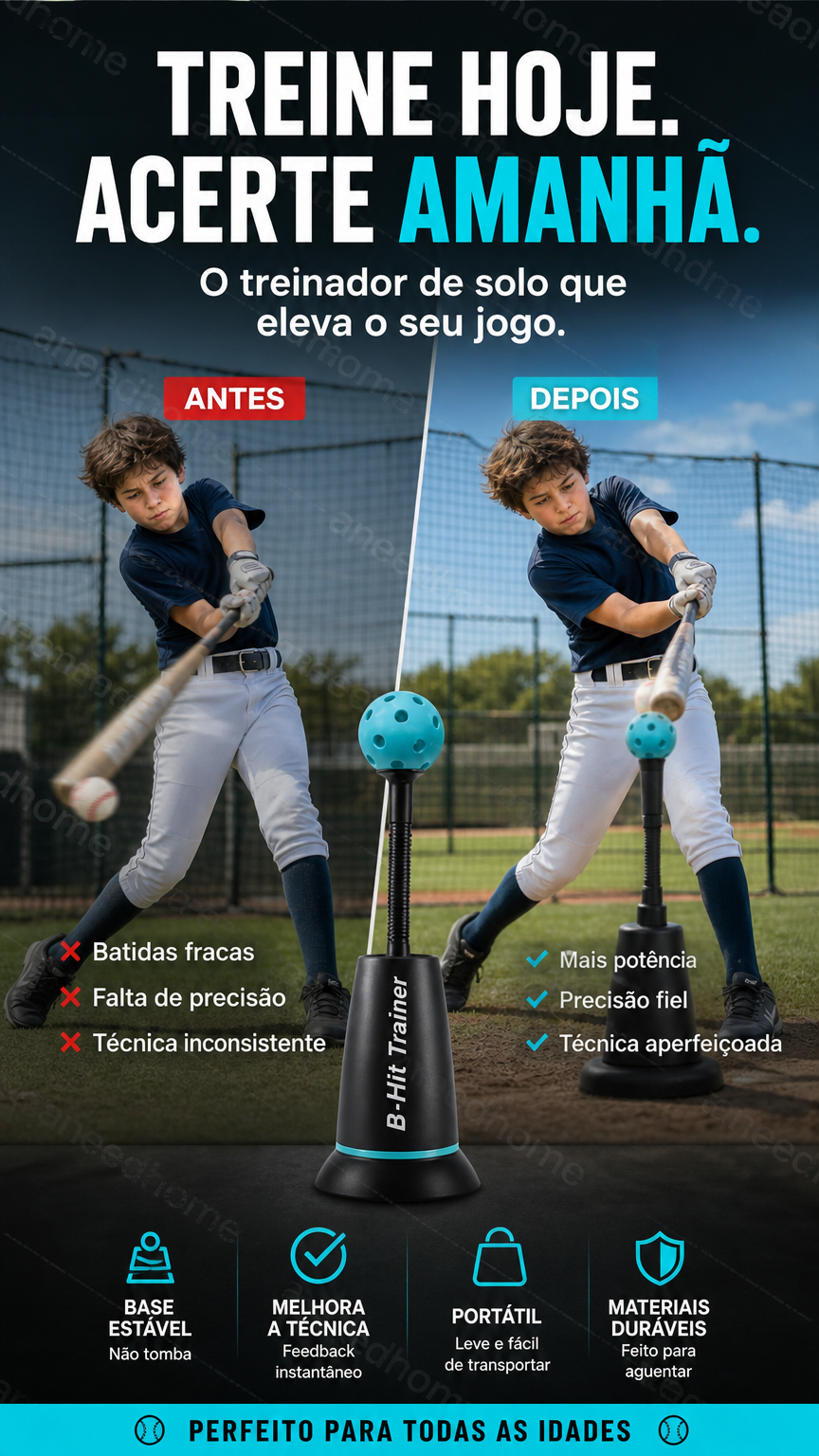 ⚾ 50% DE DESCONTO – Treinador de Ajustável para Rebatidas de Basebol | A ferramenta definitiva para treino, ajustável & eficaz