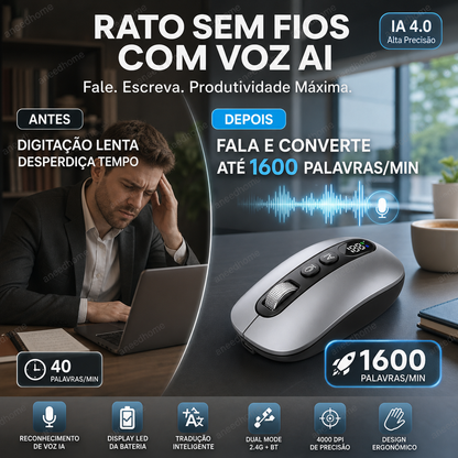🖱️ 50% DE DESCONTO – Rato Sem Fios com Voz Inteligente AI | Comando por voz, prático & inovador 💬⏳
