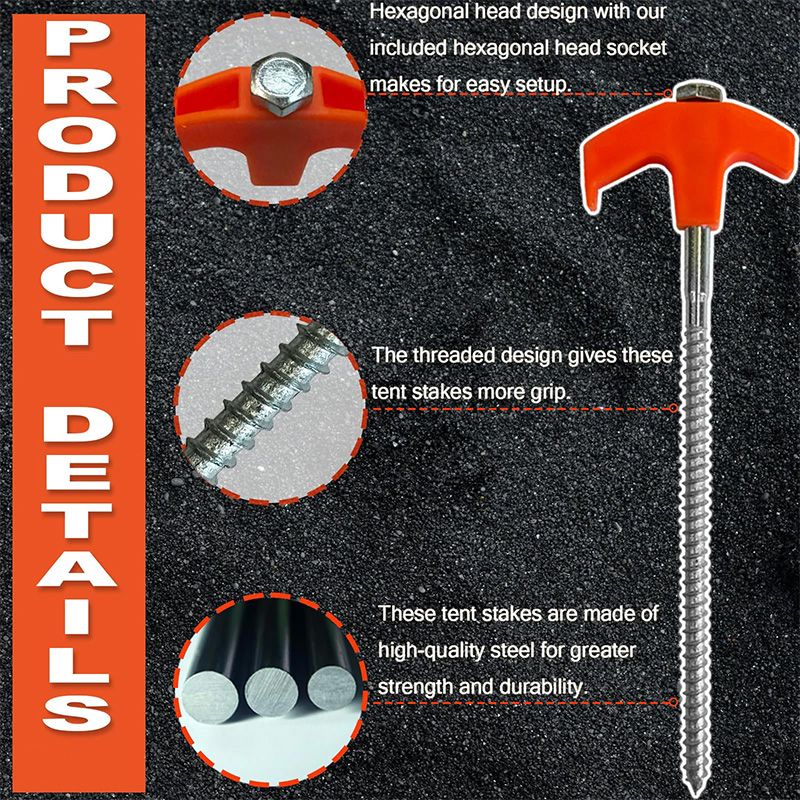 ⛺ 50% DE DESCONTO – Estacas Âncora de Rosca 8" para Barraca | Fixação firme, fácil instalação & resistente