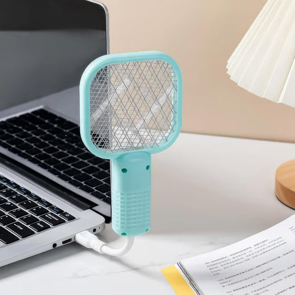 🦟 50% DE DESCONTO – Raquete Elétrica 2 em 1 com Lâmpada Atrai Mosquitos | USB, portátil & eficaz 🚫