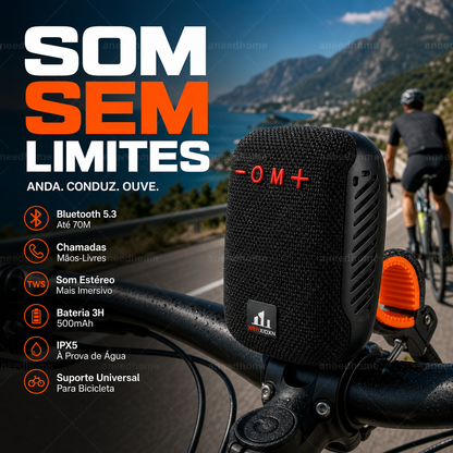🚲 50% DE DESCONTO – Coluna Bluetooth Impermeável para Bicicleta | IPX5, TWS, som potente & fácil montagem 🎵🔊