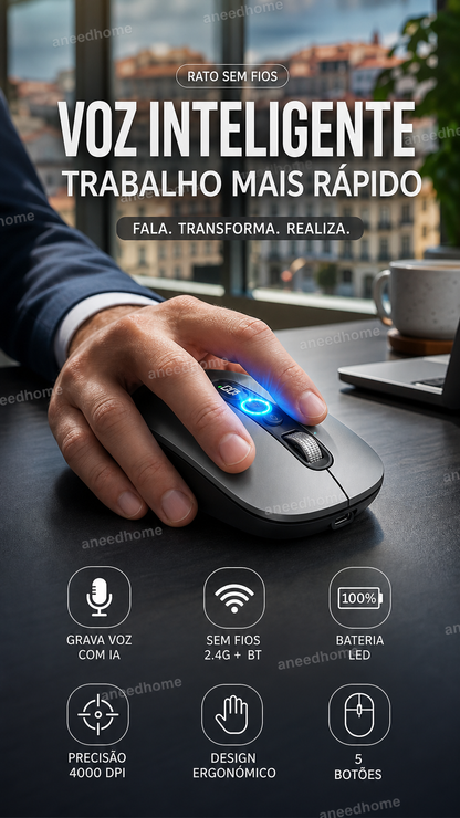 🖱️ 50% DE DESCONTO – Rato Sem Fios com Voz Inteligente AI | Comando por voz, prático & inovador 💬⏳