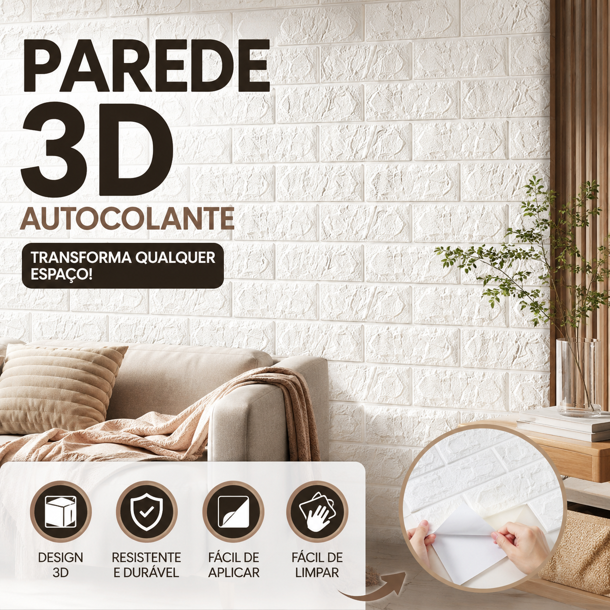 🎨 50% DE DESCONTO – Painel de Parede 3D Texturizado Autocolante | Fácil instalação, decoração rápida & transforma qualquer espaço 🏡