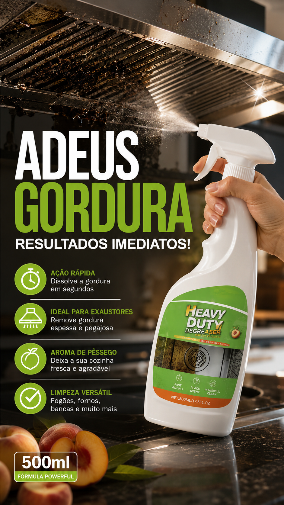 🧼 50% DE DESCONTO – Spray Desengordurante para Cozinha | Ação potente, remove gordura pesada & fácil aplicação 🔥