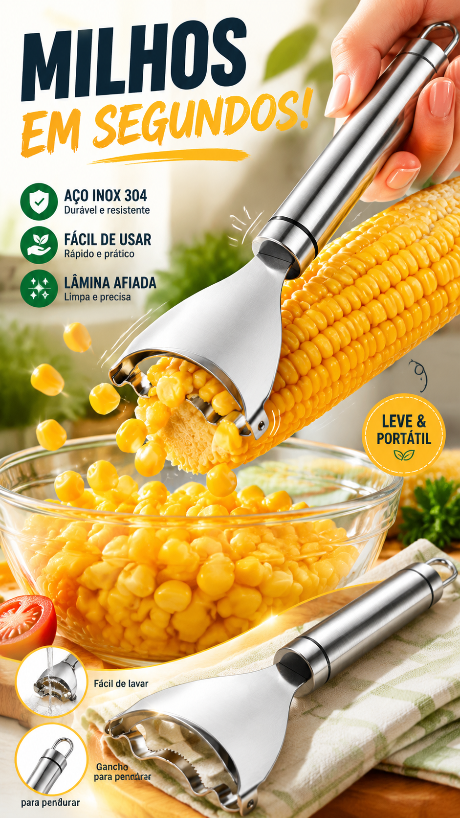 🌽 50% DE DESCONTO – Descascador de Milho Portátil Multifuncional | Remove grãos rapidamente, prático & fácil de usar