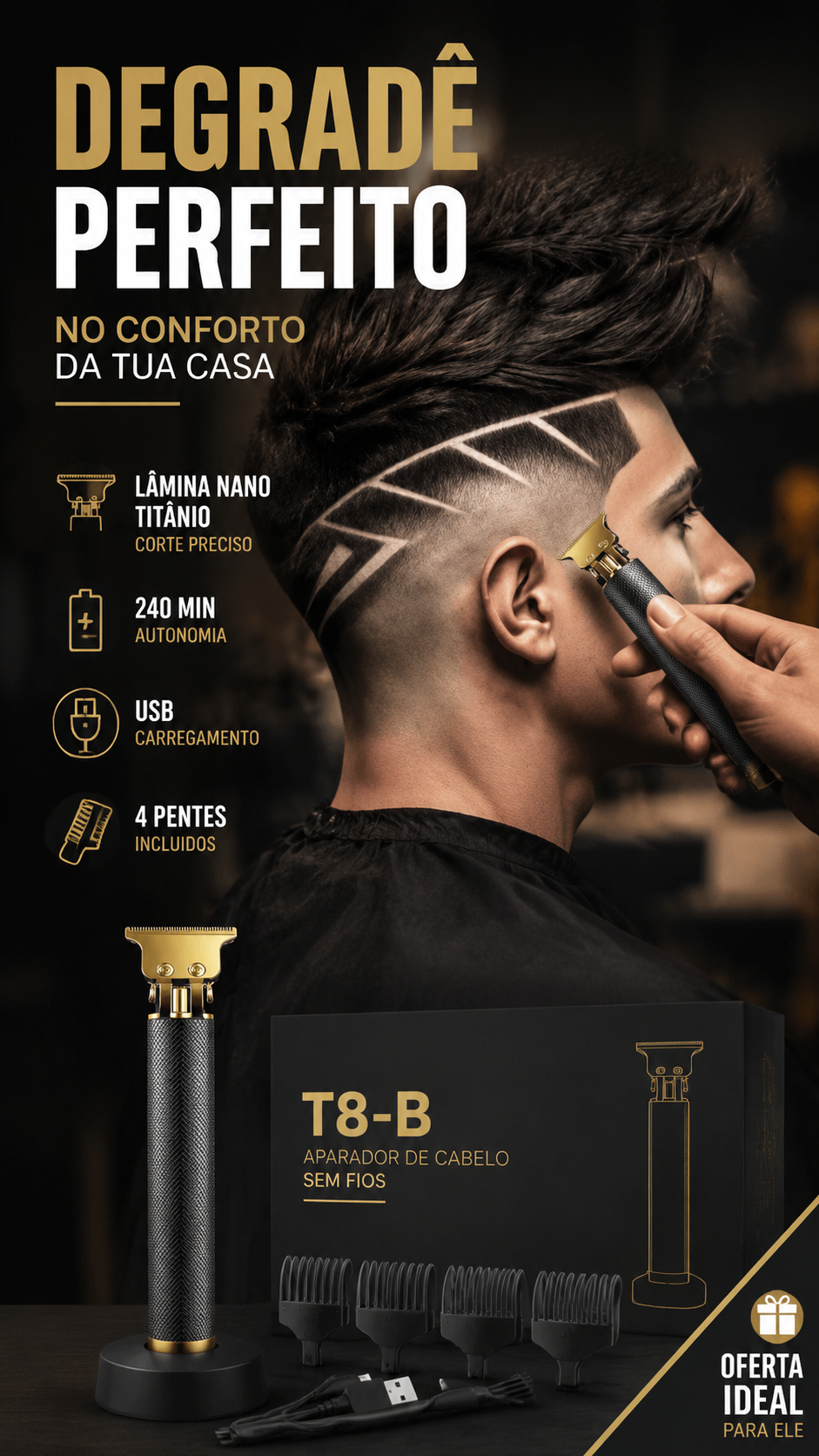 ✂️ 50% DE DESCONTO – Aparador de Cabelo Sem Fio | Oferta especial, presente ideal, corte fácil & prático ✨🎁