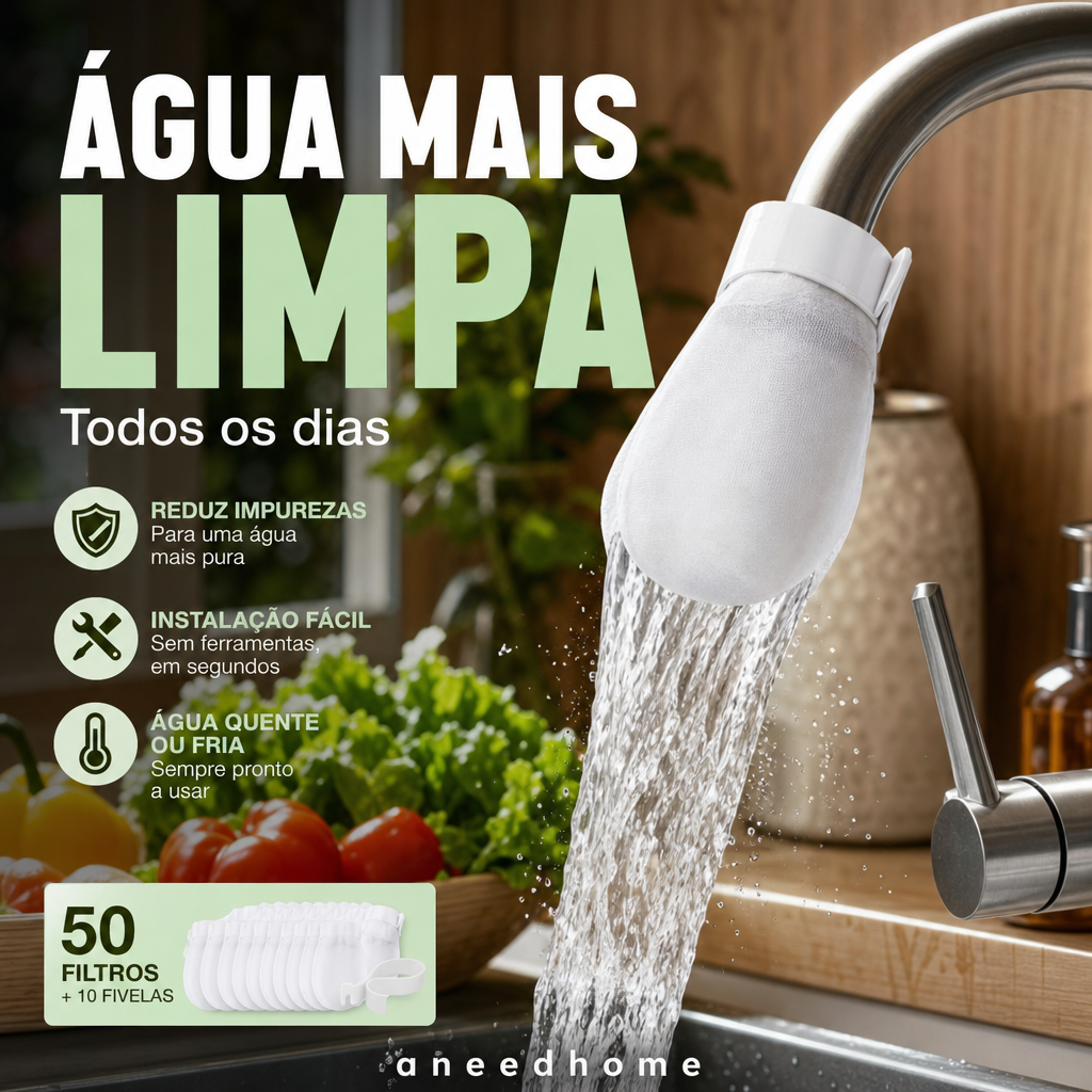 🚰 50% DE DESCONTO – Filtro Anti-Salpicos para Torneira de Cozinha | Remove sedimentos e ferrugem, 360°, fácil instalação & água mais limpa 💧