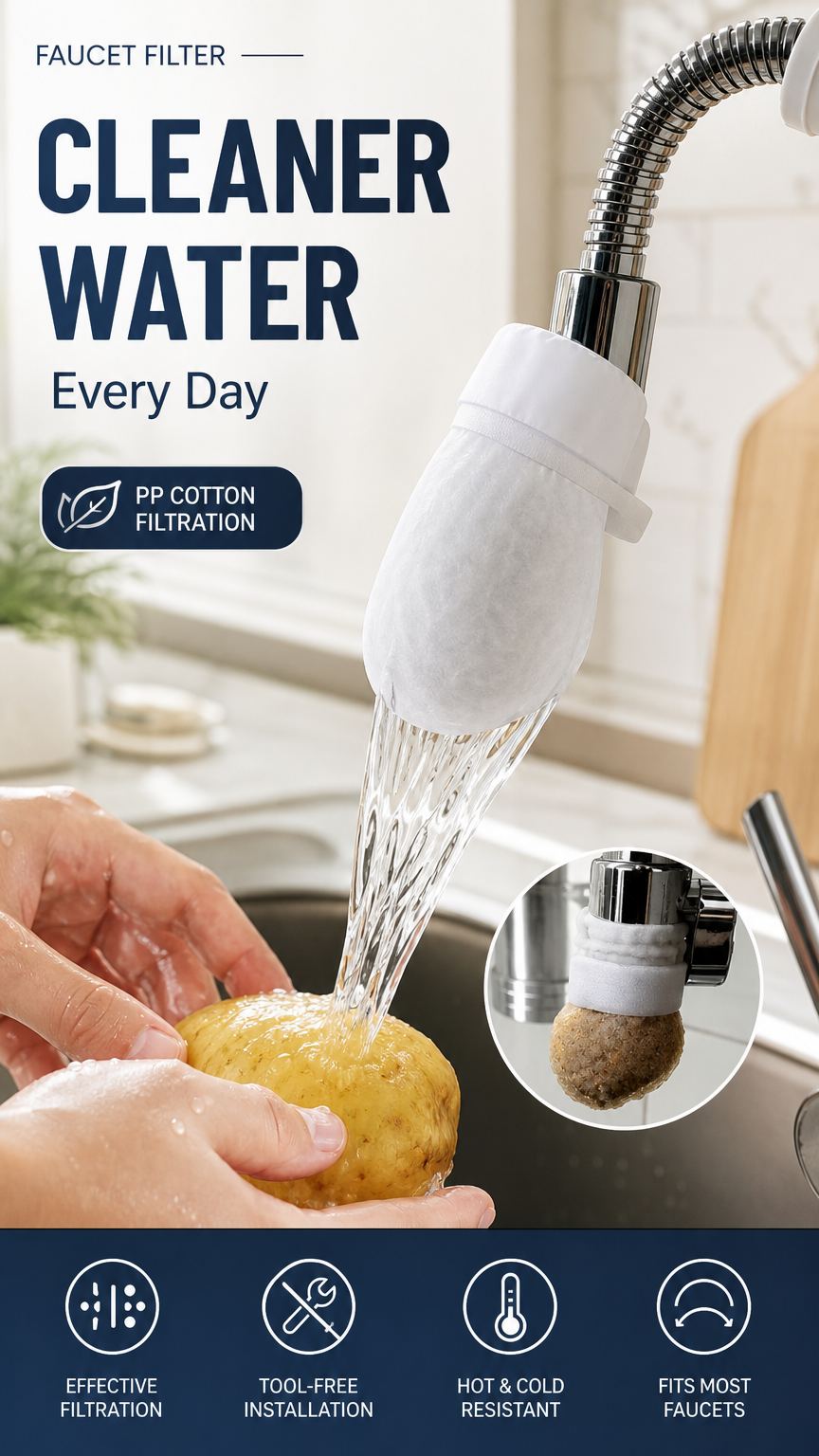 🚰 50% DE DESCONTO – Filtro Anti-Salpicos para Torneira de Cozinha | Remove sedimentos e ferrugem, 360°, fácil instalação & água mais limpa 💧